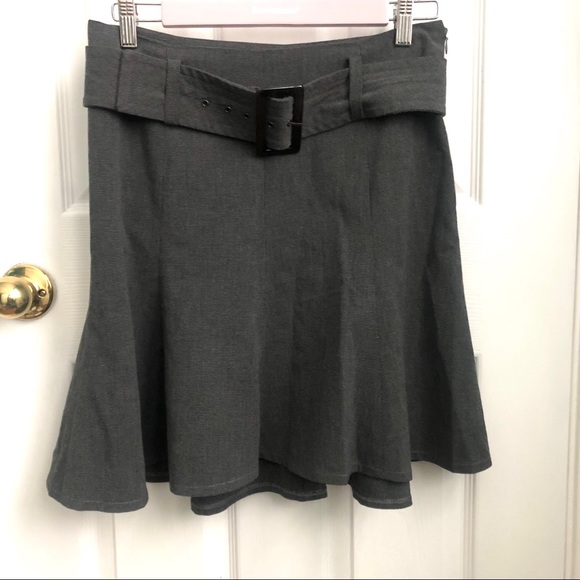Grace Elements gray bottom pleat skirt with belt 8 - Picture 1 of 7